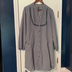 Johnny Was Gray Embroidered Collar Tunic